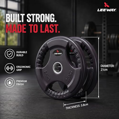 Image of LEEWAY Color Rubber Weight Plates (2.5kg x 2) | 31mm Dia | Rubber Coated Metal Integrated Weights For Barbell Rod | Standard Rod Compatible Dumbbell Spare Gym Weight Plates for Home Gym Equipment Workout (2.5kg Pair (2.5X2))