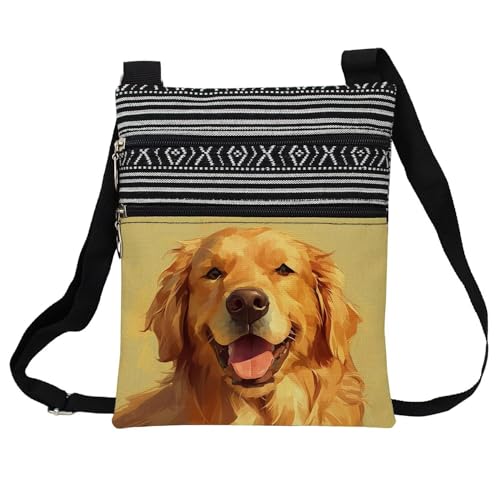 Golden Retriever Messenger Bag Small Ethnic Pattern Printed Adjustable Strap Crossbody Zipper Bag Golden Retriever Phone Bag Wallet Cute Shoulder Handbag for Women -1