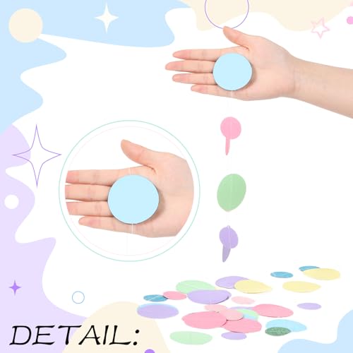 Image of Outus 10 Pieces Colorful Circle Garland Banner Hanging Paper Dot Decorations for Classroom, Birthday Party, Baby Shower, Wedding Backdrop & Photo Booth Graduation Decor (Pastel)