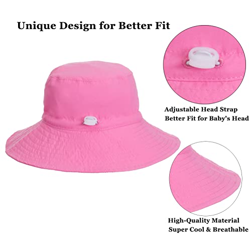 Baby Sun Hat Toddler Summer Upf 50+ Sun Protective Bucket Hat Wide Brim Beach Hats For Baby Boys Girls 0-6 Years (As1, Age, 0_Month, 6_Months, Pink) #TOP4