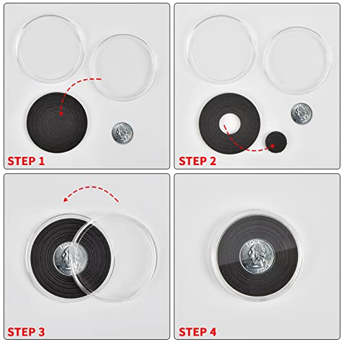 Image of 84 Pieces 46 mm Coin Capsules, with Foam Gasket and Plastic Storage Organizer Box, Coins Holder Collector Case for Coin Collection Supplies 7 Sizes (16 /20 /25 /27 /30 /38 /46mm) - Clear Case+Black Gasket