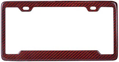Real 100% Red Carbon Fiber License Plate Frame Tag Cover FF - D with Matching Screw Caps - 1 Frame