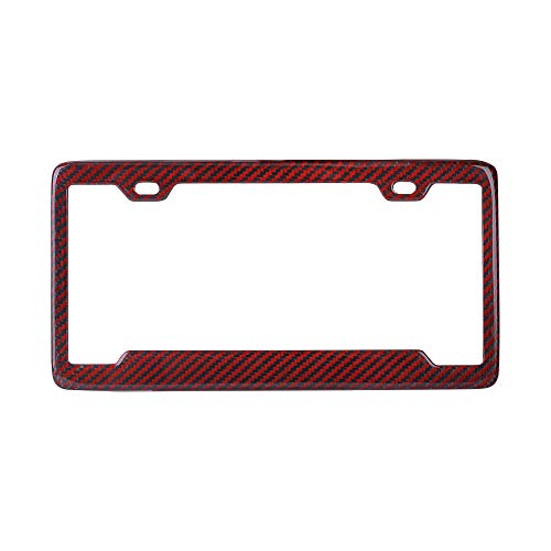 Real 100% Red Carbon Fiber License Plate Frame Tag Cover Ff - D With Matching Screw Caps - 1 Frame #TOP2