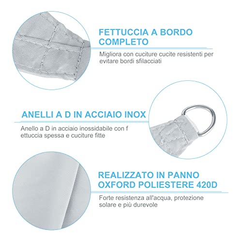 Wokkol Tende da Sole per Esterno, Vela Ombreggiante, Tenda Parasole Esterno, Protezione Raggi UV Vela Tenda, Impermeabile e Resistente, Tenda a Vela per Giardino Balcone Terrazza (Rettangolare, 2X3M) - Image 4