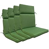 BOSSIMA Indoor Outdoor High Back Chair Cushions Replacement Patio Chair Seat Cushions Set of 4 (Olefin Deep Green)