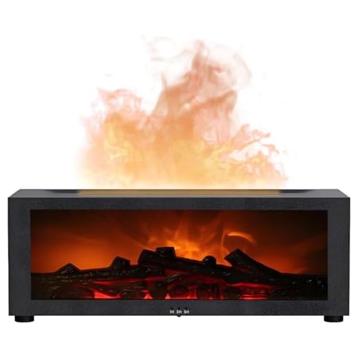 QUMOX Difusor de Aroma con Chimenea de Llama – Humidificador Ultrasónico 150ml con Luces LED de 7 Colores, Difusor de Aceites Esenciales, Mando a Distancia, Apagado Programado, Protección sin Agua par