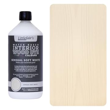 Littlefair's Wood Stain Water Based - 1 LTR - Indoor Furniture Stain Light & Dark Finishes - Special Non Toxic & Eco Friendly Formula - Wood Stain for Crafts - Colour: Sensual Soft White