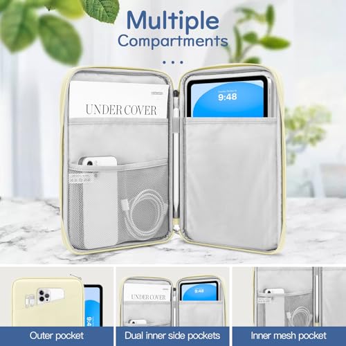 Image of Dadanism 9-11 inch Tablet Sleeve Bag Carrying Case for iPad (A16) 11th Gen 11 inch, iPad 10th Gen 10.9 inch Air 5 /4, iPad Air M4 /Pro 11 inch, iPad 9 /8 /7th, Galaxy Tab A11+ Plus 11 inch, Remarkable 2 10.3 inch, Beige