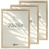 VCK 20x28 Poster Frame Set of 3 - Natural Solid Wood, Exclusive Wood Grain Picture Frames, Wall Hang