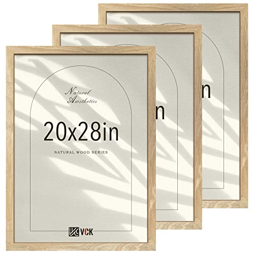 Vck 20X28 Poster Frame Set Of 3 - Natural Solid Wood, Exclusive Wood Grain Picture Frames, Wall Hanging #TOP17