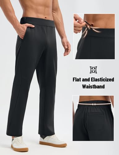 baleaf Men's Fleece Lined Pants Winter Open Bottom Sweatpants Thermal Athletic Pants with 3 Pockets4