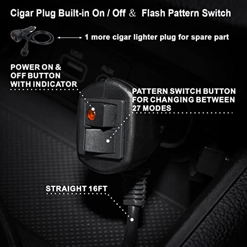 Wowtou Roof Top Safety Flashing 80 Led Amber White Emergency Strobe Light Bar For Trucks Snow Plows Construction Vehicles, Strong Magnetic Double Side Caution Warning Beacon Lights #TOP4