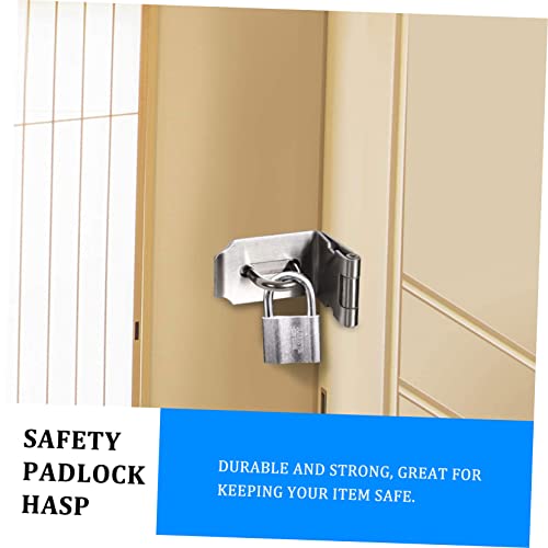 Image of DOITOOL 2pcs Right Angle Stainless Steel Door Hasp Lock for Cabinets Easy to Install Latch Buckle Secure Padlock Accessory for Furniture Doors