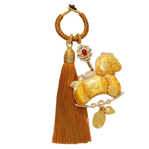 Portable Keychain with Hand Woven Tassels and Auspicious Horse Year Design Bag Charm for Effortless Transportation Multifunction