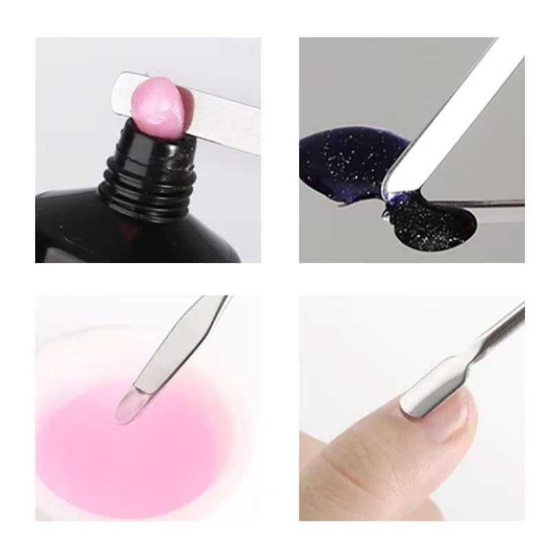 Metallic Nail Brushes, 2Pcs Nail Art Brushes, Dual-Ended Polygel Brush & Picker tool, Magic Extender Gel Tool for UV/LED Nail Art, Acrylic Nails Extension, Extensions Builder, Black