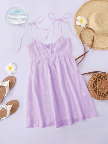 Image of SOLY HUX Women's Summer Cami Sun Dress A Line Tie Shoulder Y2k Cute Casual Short Mini Beach Babydoll Dresses