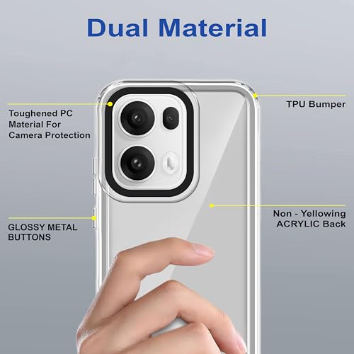 Image of Zapcase Back Case Cover for Oppo Reno 13 Pro 5G | Compatible for Oppo Reno 13 Pro Back Cover | Case Cover with Camera Protection | (TPU + PC | Transparent)