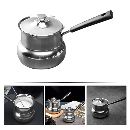 Luxshiny Turkish Coffee Pot, 350ml Mini Sauce Pan Butter Melter Stainless Steel Milk Warmer Pots Espresso Decanter Chocolate and Butter Melting Pot with Handle
