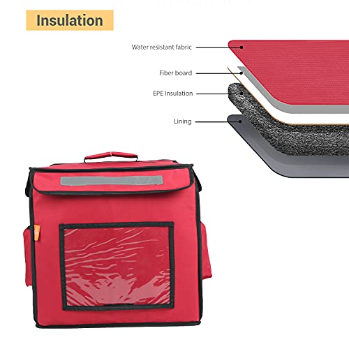 Image of Polyester Modern Maxim Insulated Water Stain Repellent Food Pizza Courier Bag 67 Litres 16X16X16 Inches (Extra Large, Red)