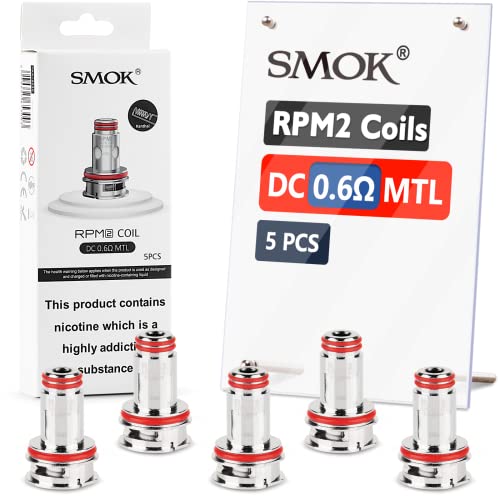 SMOK RPM2 Coil DC 0.6ohm, MTL Coil, for RPM2 Series Pods, RPM2 Coilhead (5pcs, No Nicotine) AMZ UK Edition with Exclusive Barcode