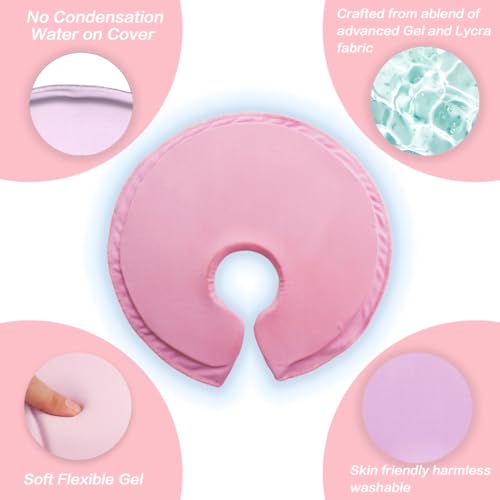 Soft Gel Breast Therapy Pads for Breastfeeding & Pumping, Breast Cooling Pad, Nursing Pain, Mastitis Pain Relief (Pink)