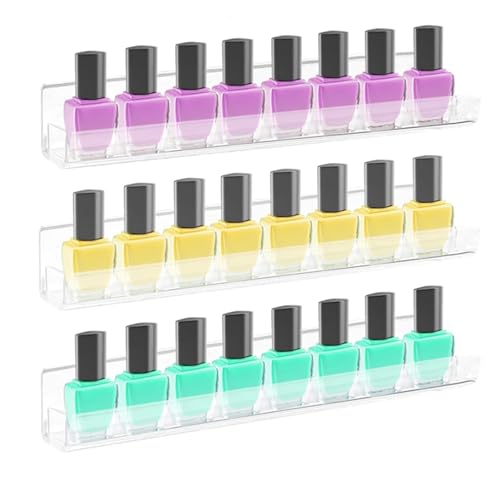 XIUsheUA 3 Soportes de Pared for exhibir esmaltes de uñas Transparentes, Estante de Pared for Suministros de uñas for salón de uñas. para manicuristas, salón de manicura