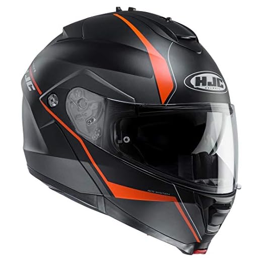 HJC 115877S Casco Moto, Nero/Arancio, S