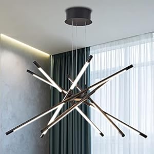 Kinglong Modern Led Ceiling Light Dimmable Black Chandelier Embedded Installation Fixture,Sputnik Pendant Light for Living Room Easy to Install