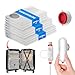Vacbird Sacchi Sottovuoto Vestiti con Pompa Elettrica Usb, 9 Pezzi di Buste Sottovuoto (3x 40x40cm / 3x 40x50cm / 3x 40x60cm) Sacchetti Sottovuoto Vestiti Viaggio, Riutilizzabili, Salvaspazio