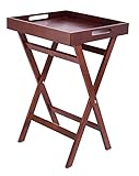 BirdRock Home Wooden Tray Table - Removable Food Drink Snack Serving Tray - Indoor Outdoor TV Side Table - 28 Inch - Antique Walnut (Dark Brown) Finish