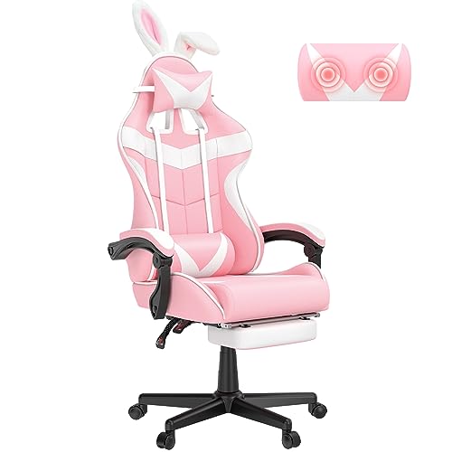 Soontrans Pink Gaming Chair with Footrest,Lovely Bunny Computer Gamer Chair,Desk Chair for Granddaughter,Sister,Girlfriend,Wife and Love (Pink) Soontrans Pink Gaming Chair with Footrest,Lovely Bunny Computer Gamer Chair,Desk Chair for Granddaughter,Sister,Girlfriend,Wife and Love (Pink)