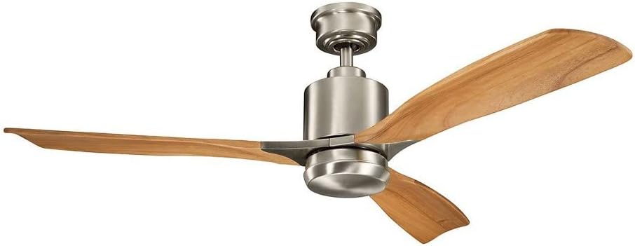 Kichler Ridley II 52" Ceiling Fan and Light Kit in Antique Pewter, 3-Blade LED Ceiling Fan, 3000K, (52" W x 14.5" H), 300027AP