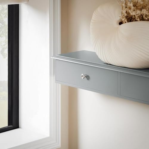Image of Sabri SHOPEE Wooden Wall Cabinet with Drawers for Storage Floating Wall Shelf with Hidden Storage for Home Kitchen Office and Living Room (Grey, • 64W x 15D x 10H cm (2 Drawers))