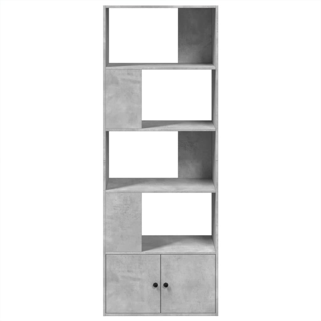 Libreria grigio cemento, 70 x 36 x 189 cm, in legno con scomparti multipli per una conservazione versatile e come divisorio
