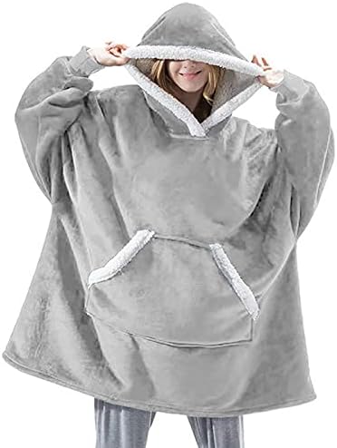 MUYOGRT Oversized Blanket Hoodie Fleece Fluffy Wearable Blanket Snuggle Hoodie Warm Hooded Sweatshirt Comfortable Blanket Hoody for Men Women