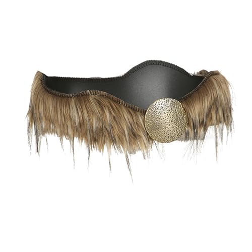 Stylish Metal Buckle Waist Belt with Plush Furry Accent for Women Adjustable Length Waistband Fashionable Accessory Metal Buckle Fur Patchwork Belt