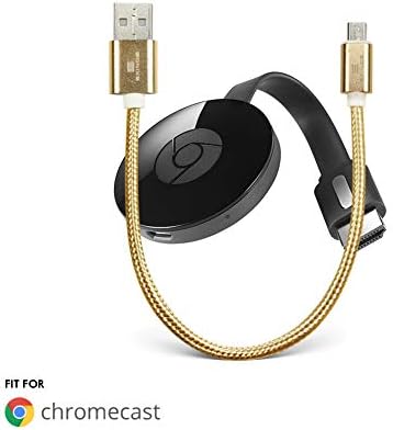 Chromecast USB Power Cable (Does NOT Include Chromecast Device) - Short Power Cable Designed to Power Your Google Chromecast HDMI Streaming Media Player from Your TV USB Port (1 Pack, Gold)