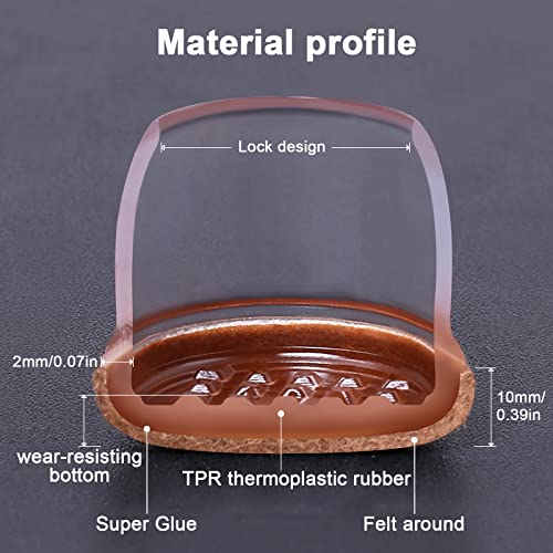 Image of Furniture Feet Floor Protectors, MOMSIV Flexible Furniture Legs Protectors Clear TPR Cups for Wood Floors Non Slip Slim Fit for Round Legs Diameter 0.8-1 inch - Mid (16 Pack)