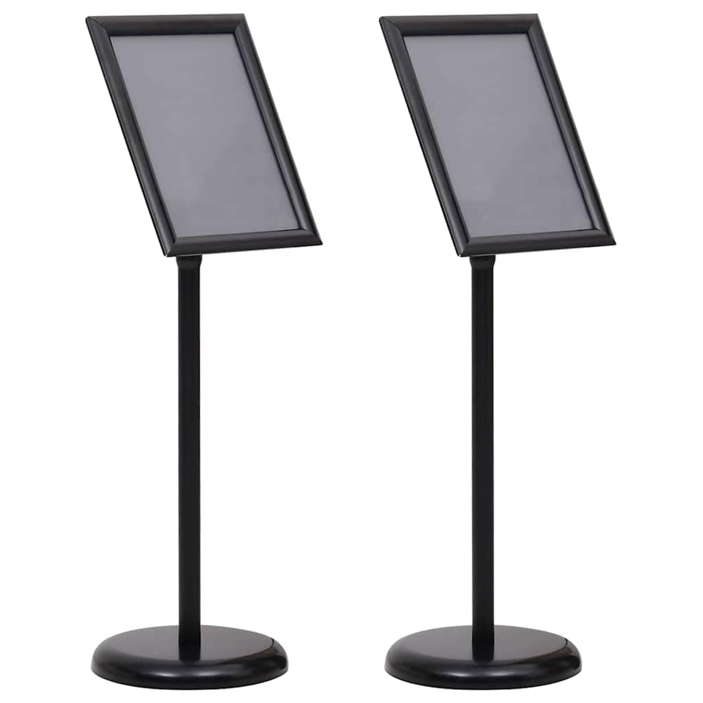 2er Set Plakatständer Schwarz, Höhenverstellbarer Infoständer aus Aluminium für Innen- und Außenbereich, Flexibler Kundenstopper für Messen und Verkaufsräume, 32,7 x 24 cm