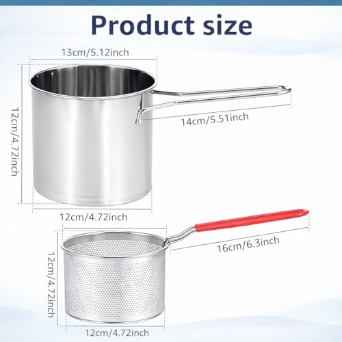 Image of Deep Fryer Pot with Basket, Stainless Steel Frying Oil Pot with Strainer, Multipurpose Mini Frying Pan for French Fries, Chicken, Snacks, Oil Filter Pot - Kitchen Cooking Tool (small)