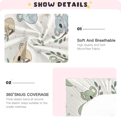 Image of Koala Patter Crib Sheets Stretchy Portable Sheets for Baby Toddler Breathable Soft Crib Mattress Sheet for Girls Boys