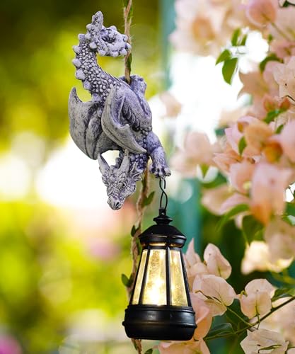 Yeomoo Hängend Drachen Figuren mit Solarlampen Gartendeko für Draußen - Lustige Drachenfigur Deko für Garten,Terrasse,Balkon - Geschenk für Frauen/Männer/Mama Solar Deko für Außen Zubehör Grau Yeomoo Hängend Drachen Figuren mit Solarlampen Gartendeko für Draußen - Lustige Drachenfigur Deko für Garten,Terrasse,Balkon - Geschenk für Frauen/Männer/Mama Solar Deko für Außen Zubehör Grau