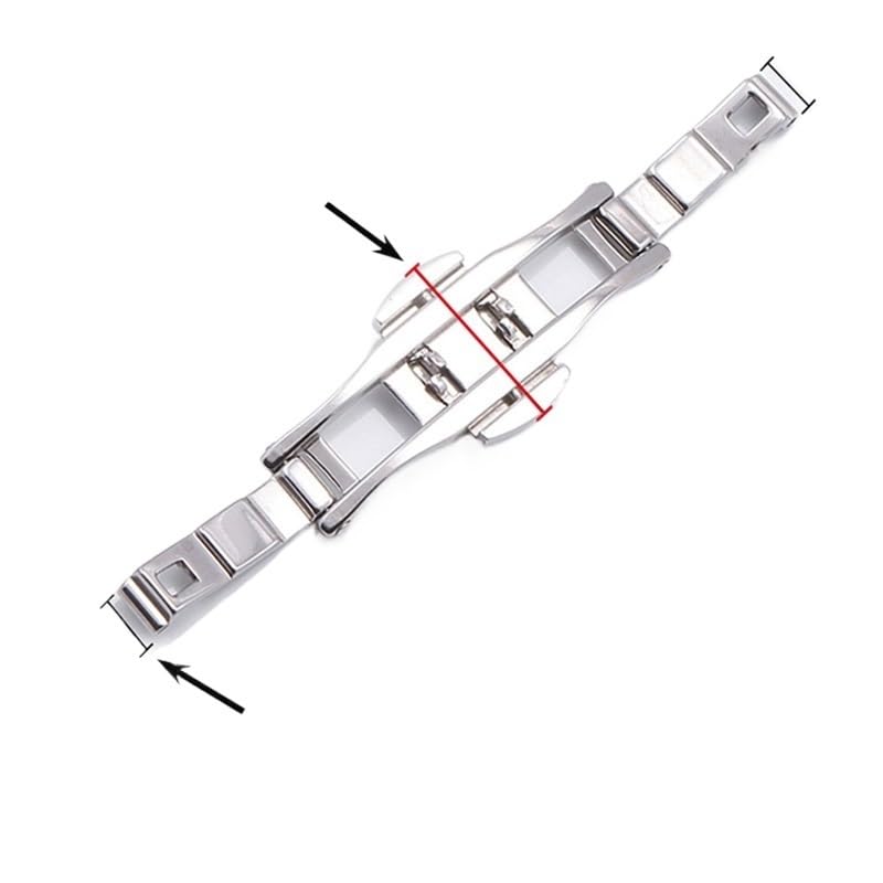 Klamra do pasków do zegarków, akcesoria do zegarków podwójne naciśnięcie automatyczna klamra stalowe składane zapięcie metalowy guzik 4 mm - 6 mm (6 x 25 mm)