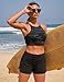 CRZ YOGA Womens 3'' Swim Board Shorts High Waisted Quick Dry Beach Swimwear Bottoms Bathing Trunks with Liner Black Medium