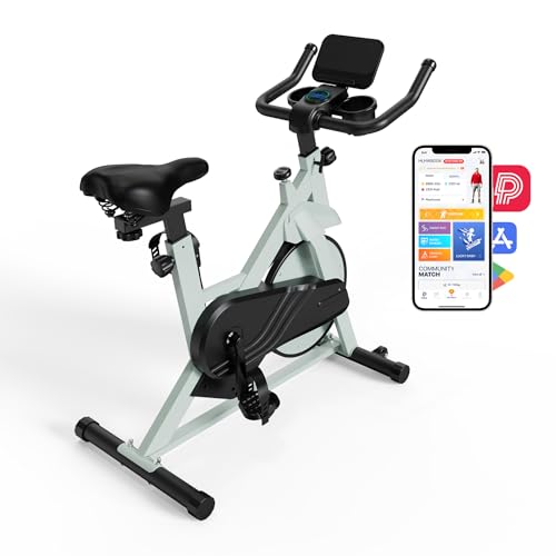 DeerRun Bicicleta Estática, Bicicleta Estacionaria de Ciclismo Interior con Resistencia Magnética Ajustable, Bicicleta de Fitness con App para Monitorear Datos, Equipo de Ejercicio, MAX136 kg