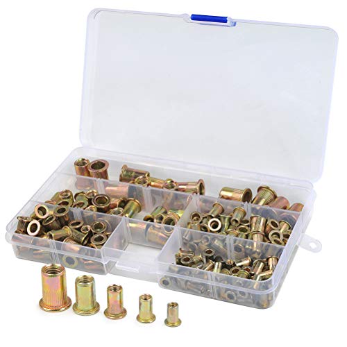 QLOUNI 165pcs Juego de Tuercas Remachadas Acero al Carbono Galvanizadas M3/M4/M5/M6/M8