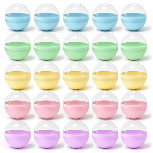 Zilphoba 50Pcs 2 Inch Colored Vending Machine Capsules Gumball Machine Capsules Plastic Ball Container Fillable Balls for Prizes Easter Party Favors (5 Macaron Colors)