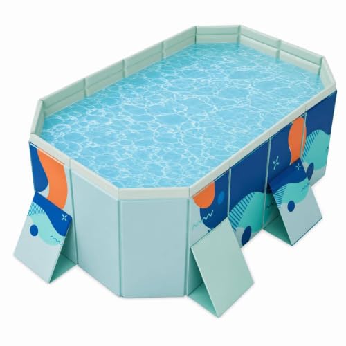 BOODPET Großer Faltbarer Planschpool für Kinder & Erwachsene 1 55 m Nicht aufblasbarer Familienpool Robustes sechseckiges Design einfache Einrichtung & Lagerung inkl. 10 Ozeanbälle
