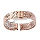 ROUHO Cinturino Acciaio Inossidabile Bracciale Metallo Ricambio Multi-Maglie Chiusura Farfalla Argento per La Grande Classique de Longines - Oro rosa 20mm
