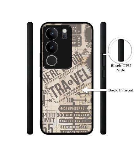 Image of Travel Design Premium 2D Printed Metal Back Case Cover for Vivo V29 5G / V29 Pro 5G